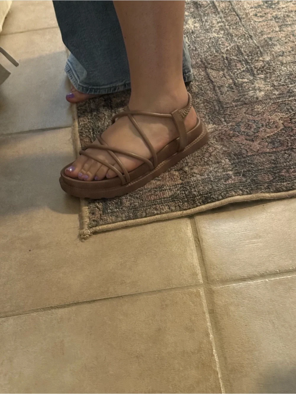 Olivia Miller Taupe Brownish purple Strappy Slingback Sandals